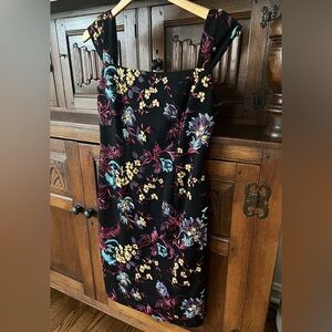 Nicole Miller gorgeous black floral stitched dress size 4